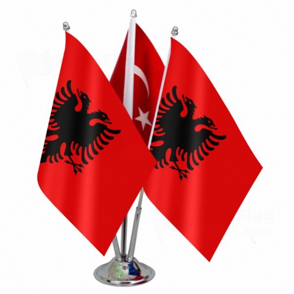 Albania Triple Table Flag