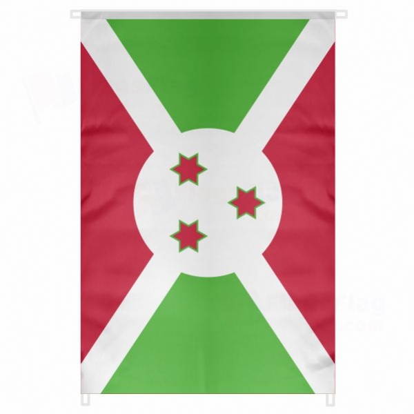 Burundi Large Size Flag Hanging on Building