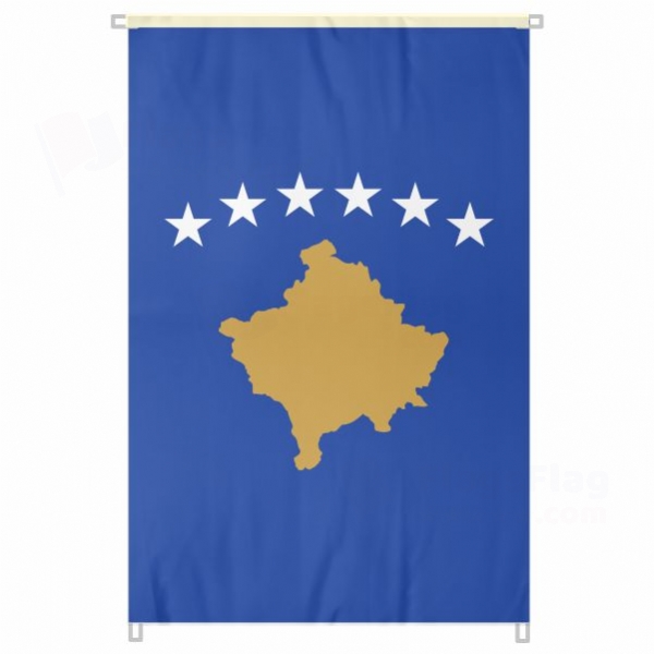 Kosovo Large Size Flag Hanging on Building