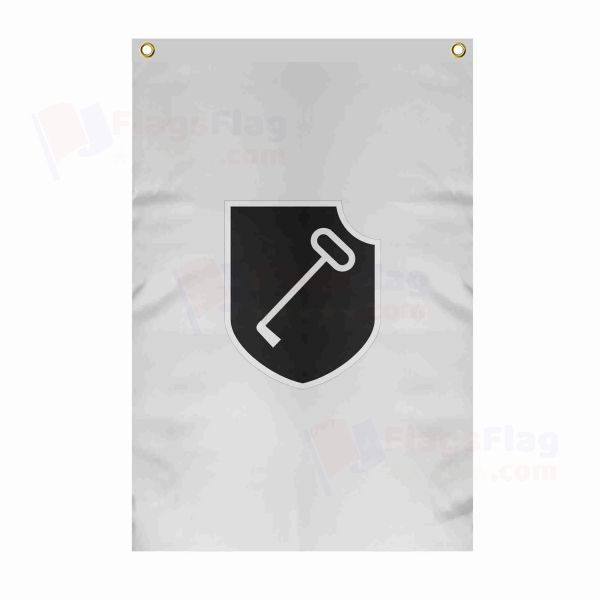 1.Ss Panzer T�meni Large Size Flag Hanging on Building