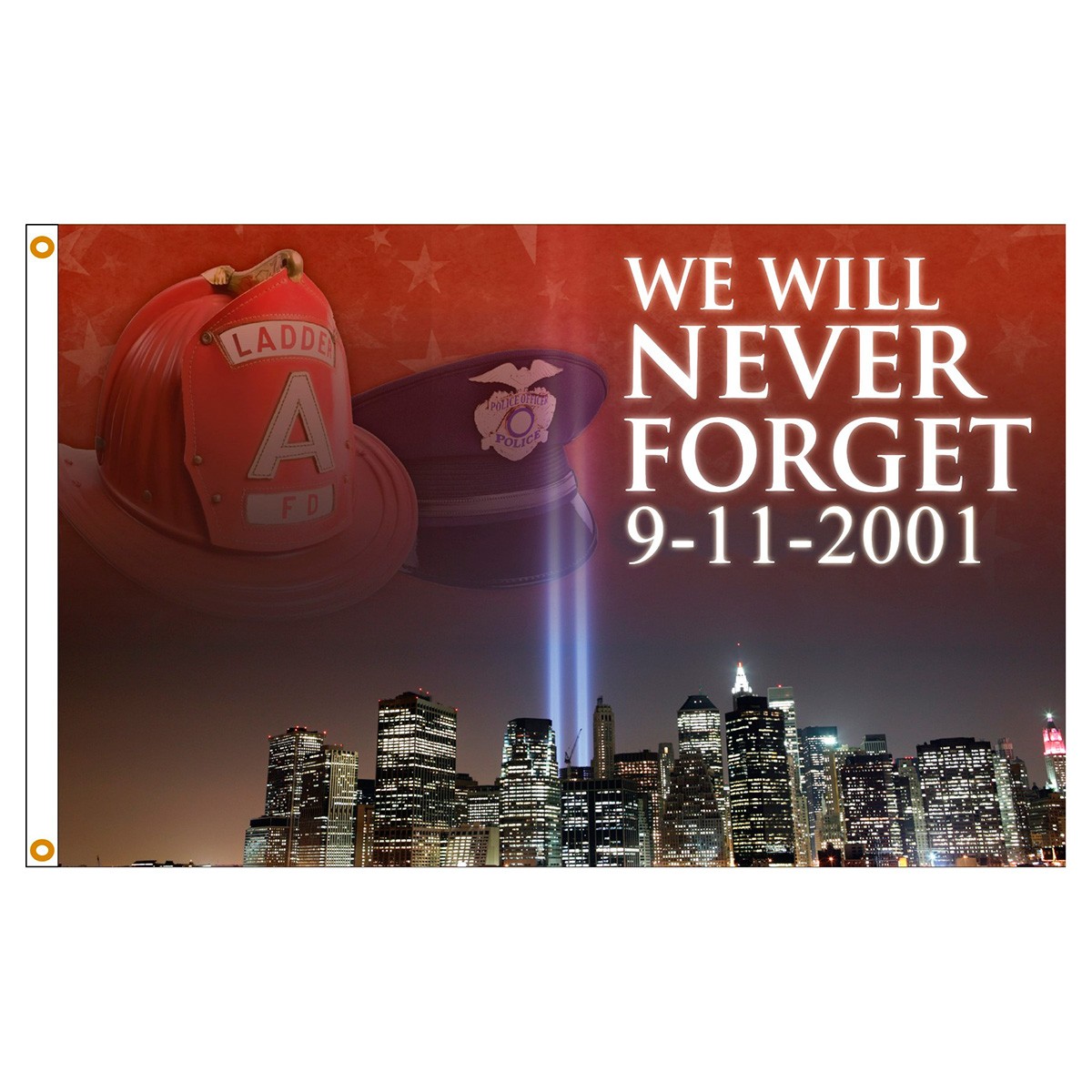 3ft x 5ft Decorative Flag - We Will Never Forget 9 - 11
