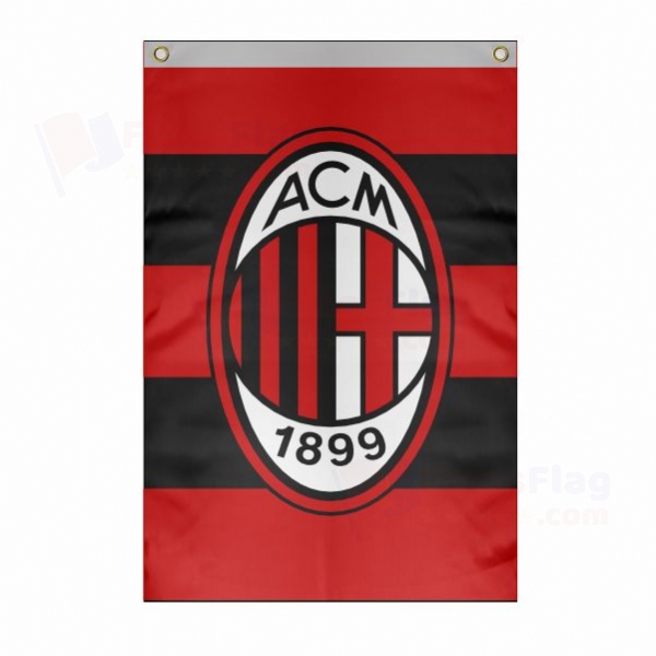 AC Milan Large Size Flag Hanging on Building
