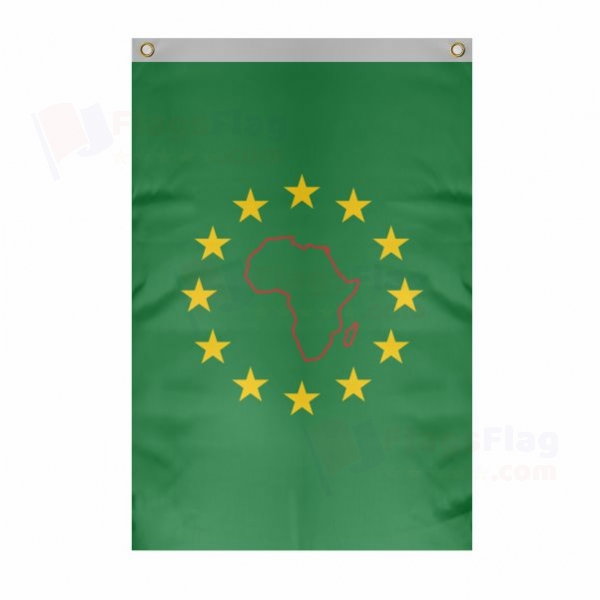 African and Malagasy Union Large Size Flag Hanging on Building