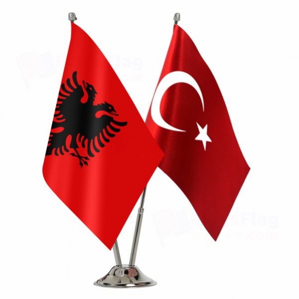 Albania 2 Table Flags