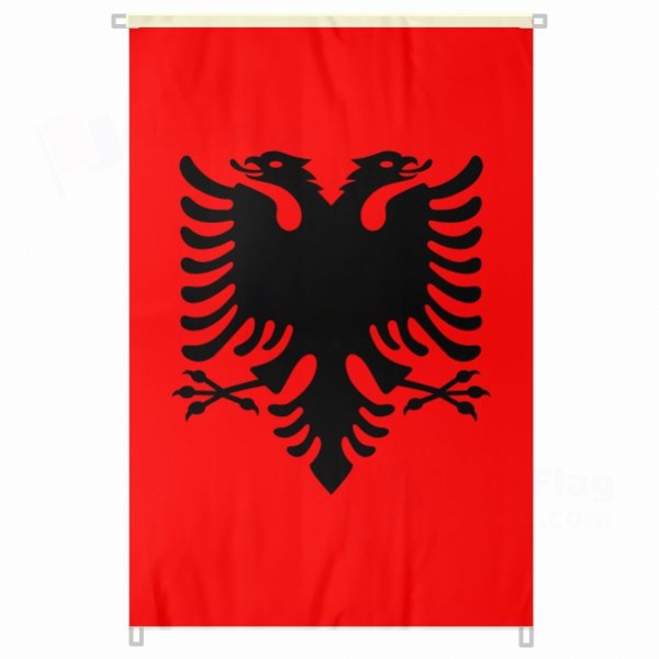 Albania Large Size Flag Hanging on Building
