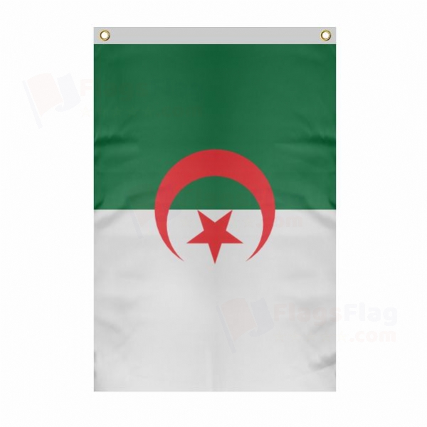 Algeria Large Size Flag Hanging on Building