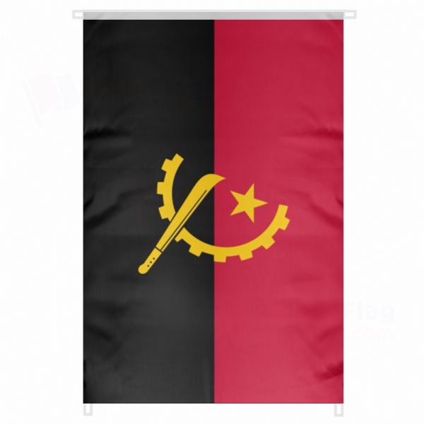 Angola Large Size Flag Hanging on Building
