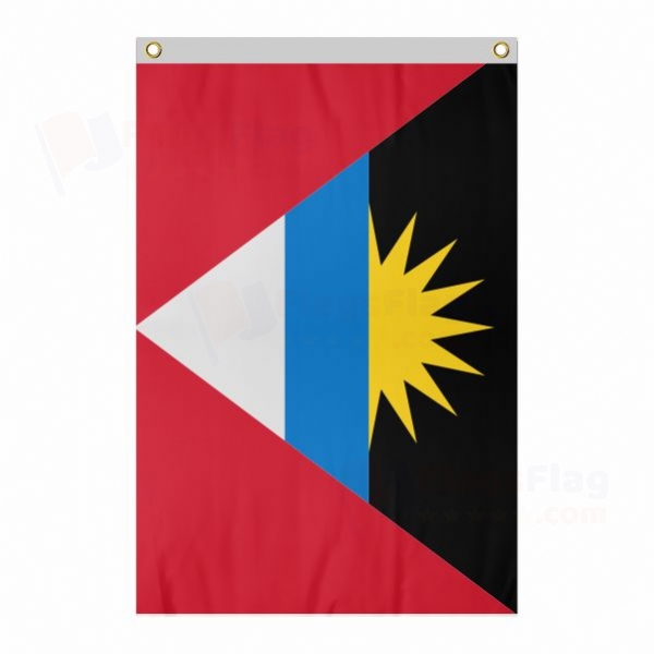 Antigua and Barbuda Large Size Flag Hanging on Building
