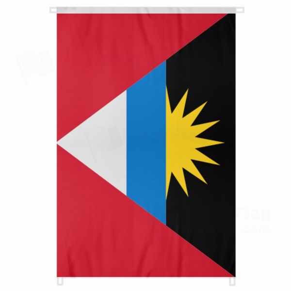Antigua and Barbuda Large Size Flag Hanging on Building