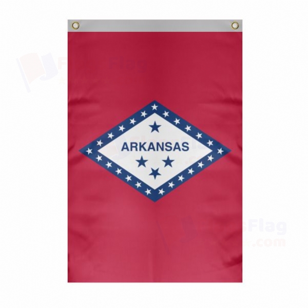 Arkansas Large Size Flag Hanging on Building