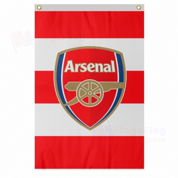 Arsenal FC Large Size Flag Hanging on Building