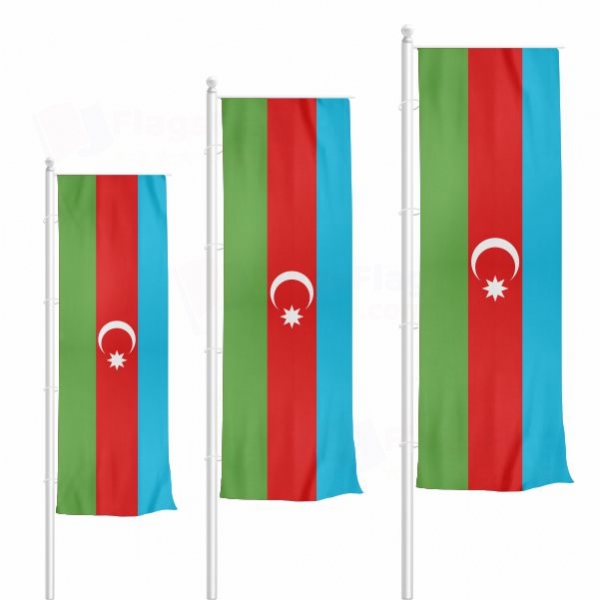 Azerbaijan Vertically Raised Flags