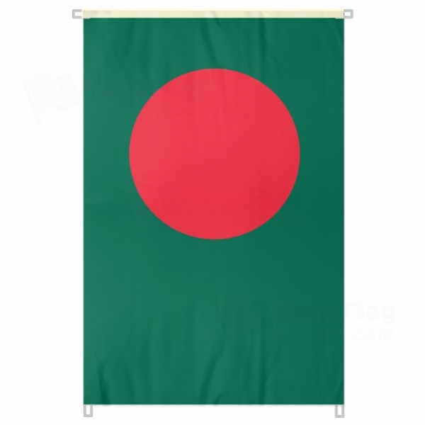 Bangladesh Large Size Flag Hanging on Building