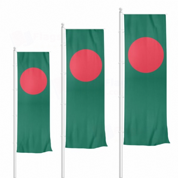 Bangladesh Vertically Raised Flags