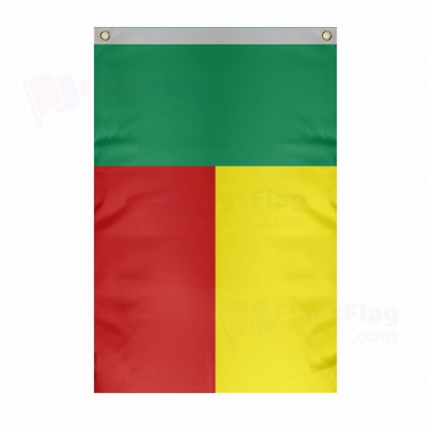 Benin Large Size Flag Hanging on Building