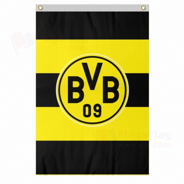 Borussia Dortmund Large Size Flag Hanging on Building