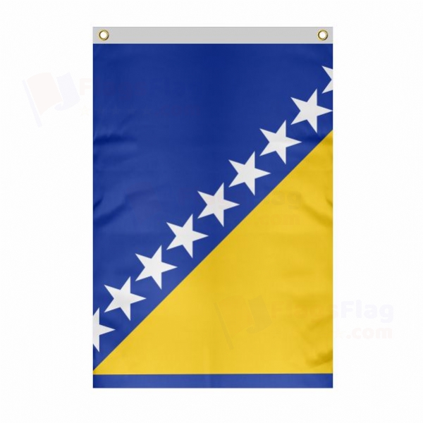 Bosnia and Herzegovina Large Size Flag Hanging on Building