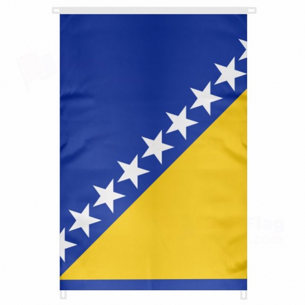 Bosnia and Herzegovina Large Size Flag Hanging on Building