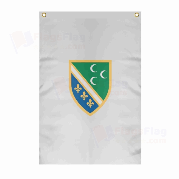 Bosnian Turks Large Size Flag Hanging on Building