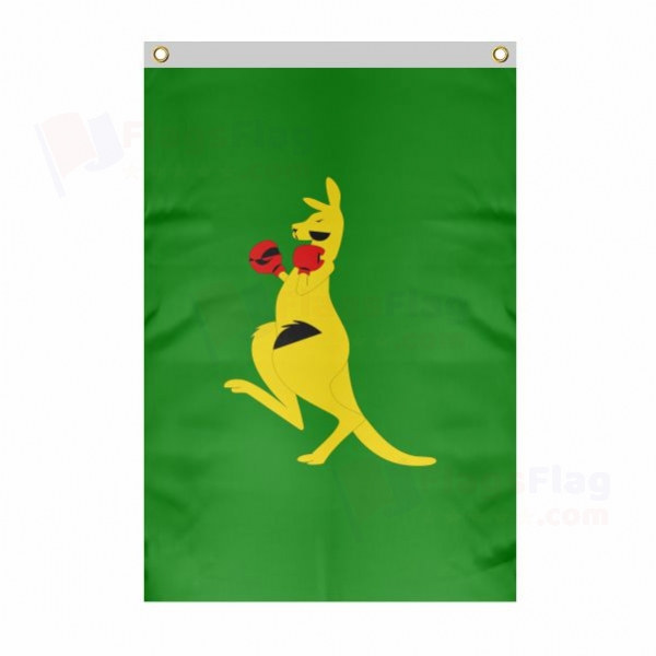 Boxing Kangaroo Large Size Flag Hanging on Building