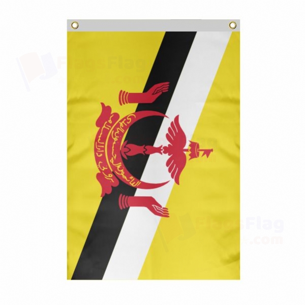 Brunei Large Size Flag Hanging on Building