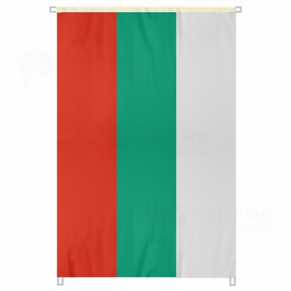 Bulgaria Large Size Flag Hanging on Building