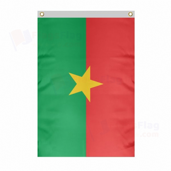 Burkina Faso Large Size Flag Hanging on Building
