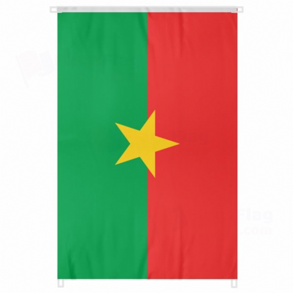 Burkina Faso Large Size Flag Hanging on Building