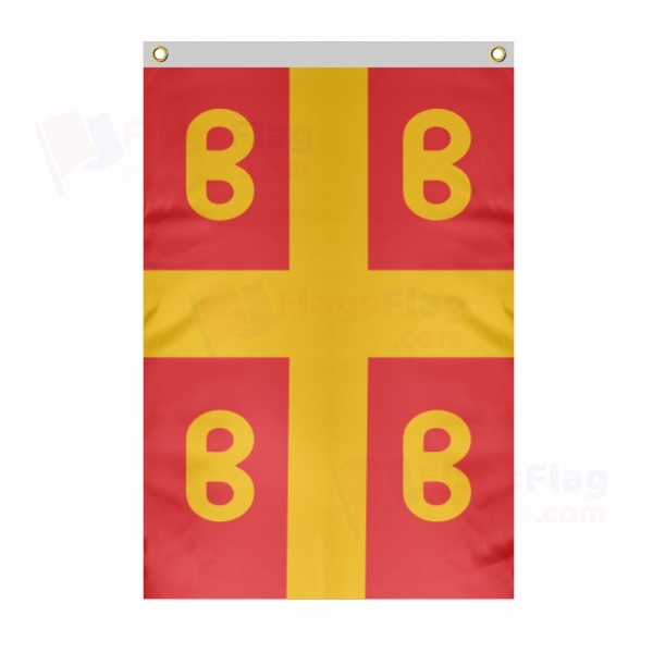 Byzantine Empire Large Size Flag Hanging on Building