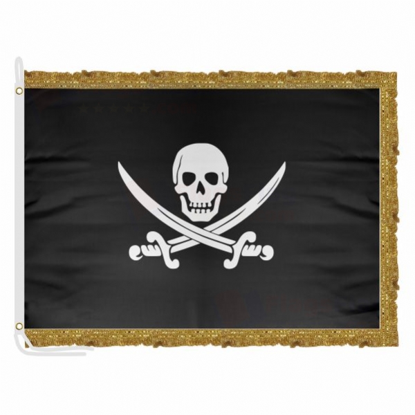 Calico Jack Jolly Roger Satin Office Flag