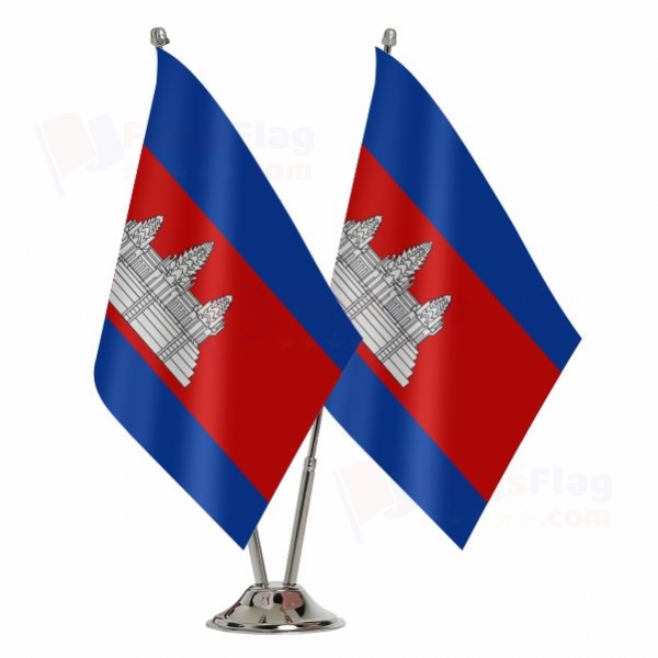 Cambodia 2 Table Flags