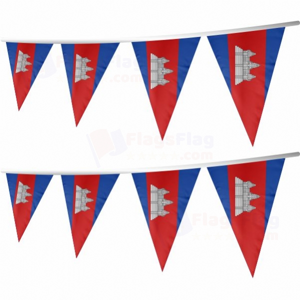Cambodia Stringed Triangle Flag