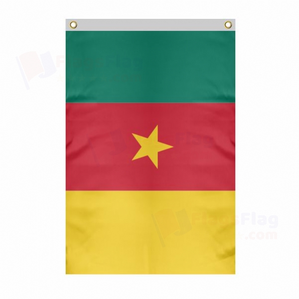 Cameroon Large Size Flag Hanging on Building