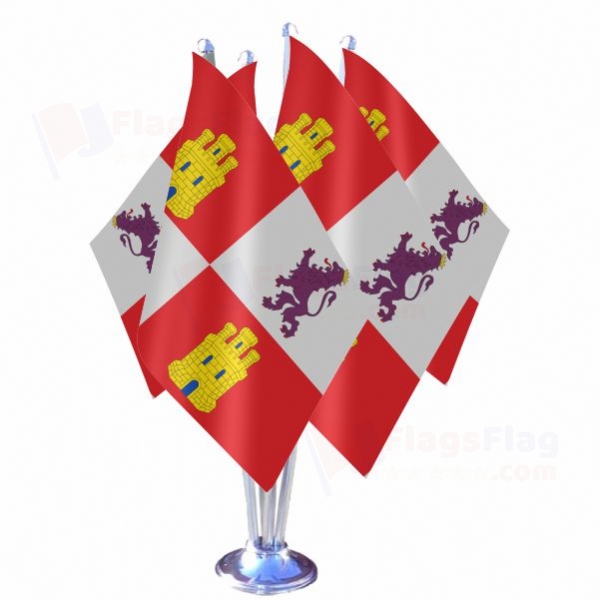 Castile And Leon Quadruple Table Flag
