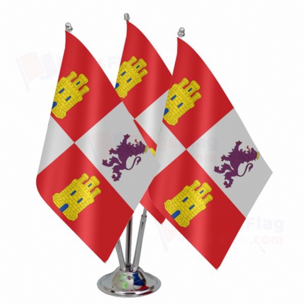 Castile And Leon Triple Table Flag
