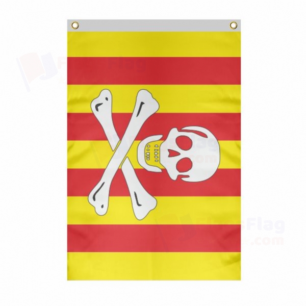 Catalan Pirate Large Size Flag Hanging on Building