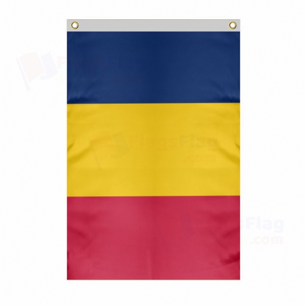 Chad Large Size Flag Hanging on Building