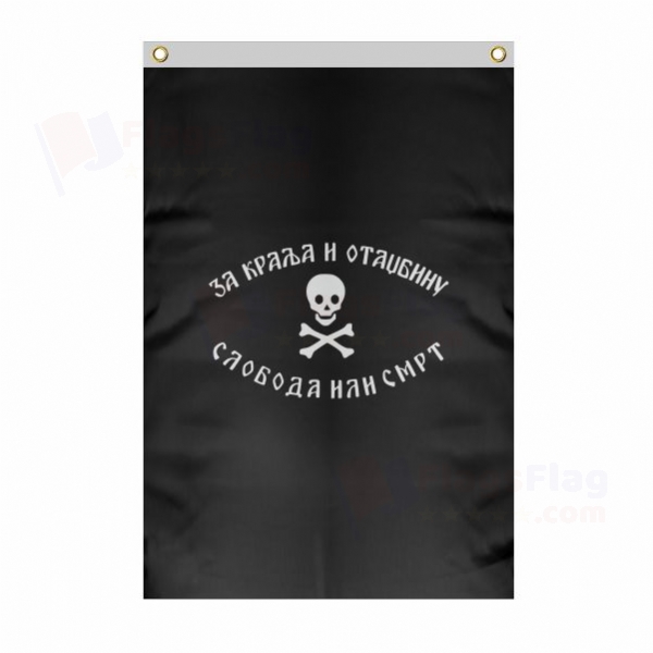 Chetniks Large Size Flag Hanging on Building