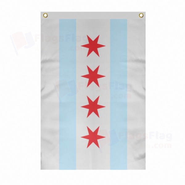 Chicago Large Size Flag Hanging on Building