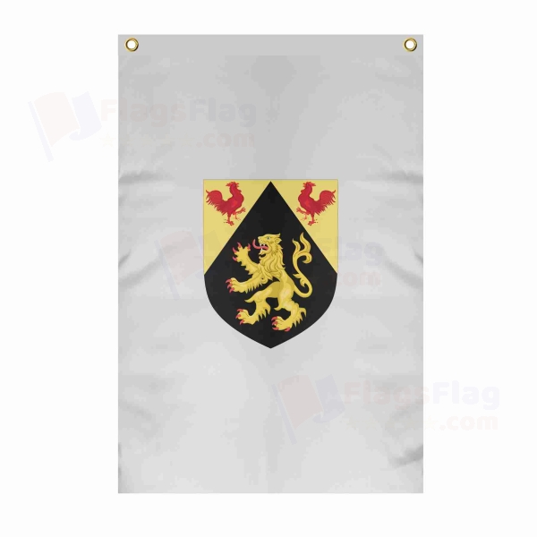 Coat Of Arms Of Walloon Brabant Large Size Flag Hanging on Building