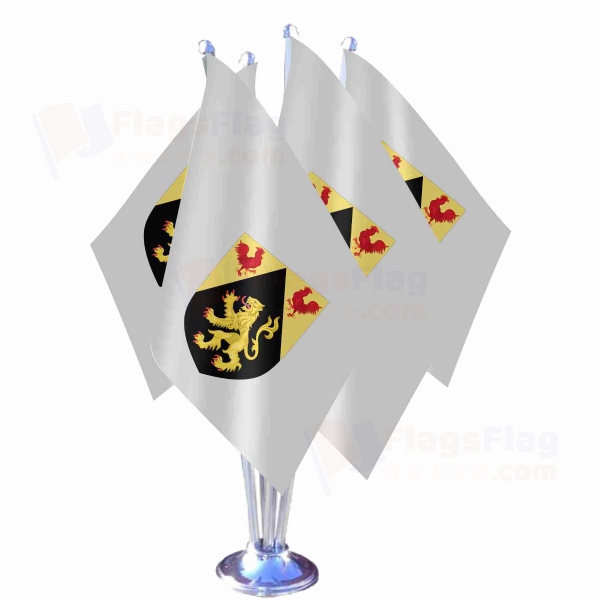 Coat Of Arms Of Walloon Brabant Quadruple Table Flag
