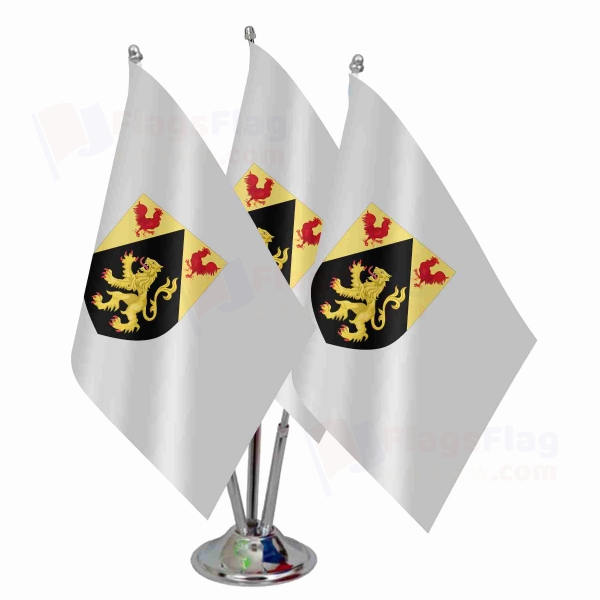Coat Of Arms Of Walloon Brabant Triple Table Flag