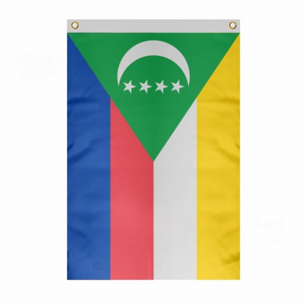 Comoros Large Size Flag Hanging on Building