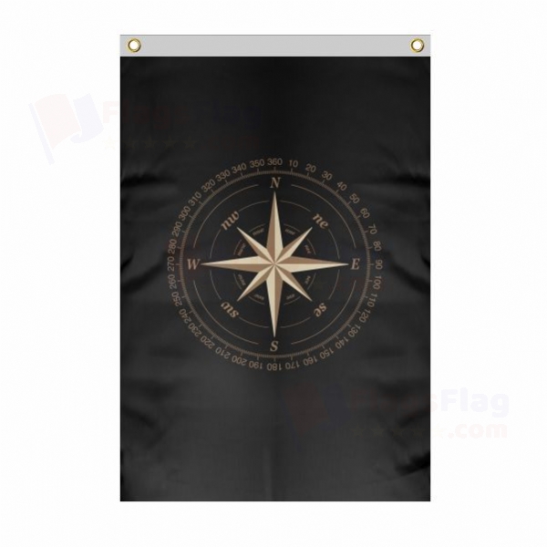Compass Large Size Flag Hanging on Building