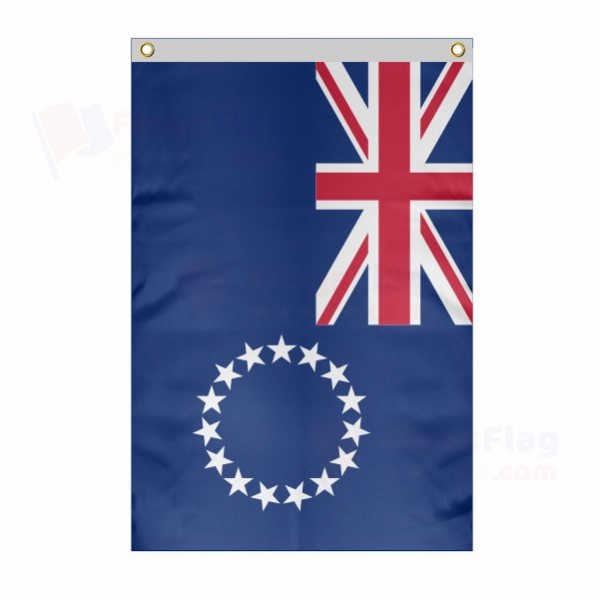 Cook Islands Large Size Flag Hanging on Building
