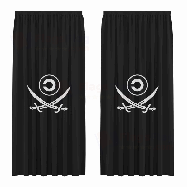 Copyleft Pirate Symbol Digital Printed Curtains