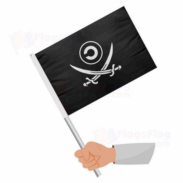 Copyleft Pirate Symbol Stick Flag