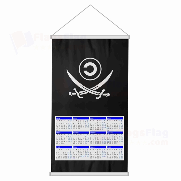 Copyleft Pirate Symbol Woven Fabric Digital Printing Calendar