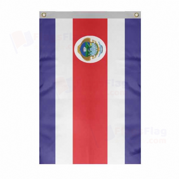 Costa Rica Large Size Flag Hanging on Building