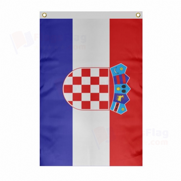Croatia Large Size Flag Hanging on Building